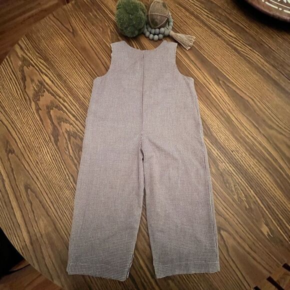 Boys brown/white plaid romper ready for monogramming!! NWOT, 3T - Picture 5 of 5